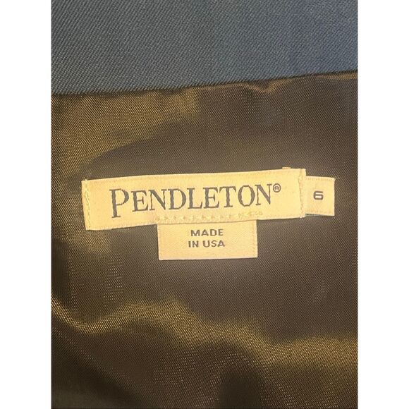 Pendleton Blue Virgin Wool Suit Dress Double Breasted Button Closure - Picture 6 of 11